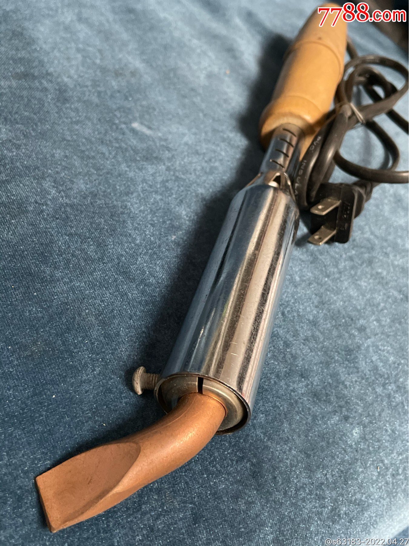 八十年代木柄铜头大电烙铁全新库存未使用厚重