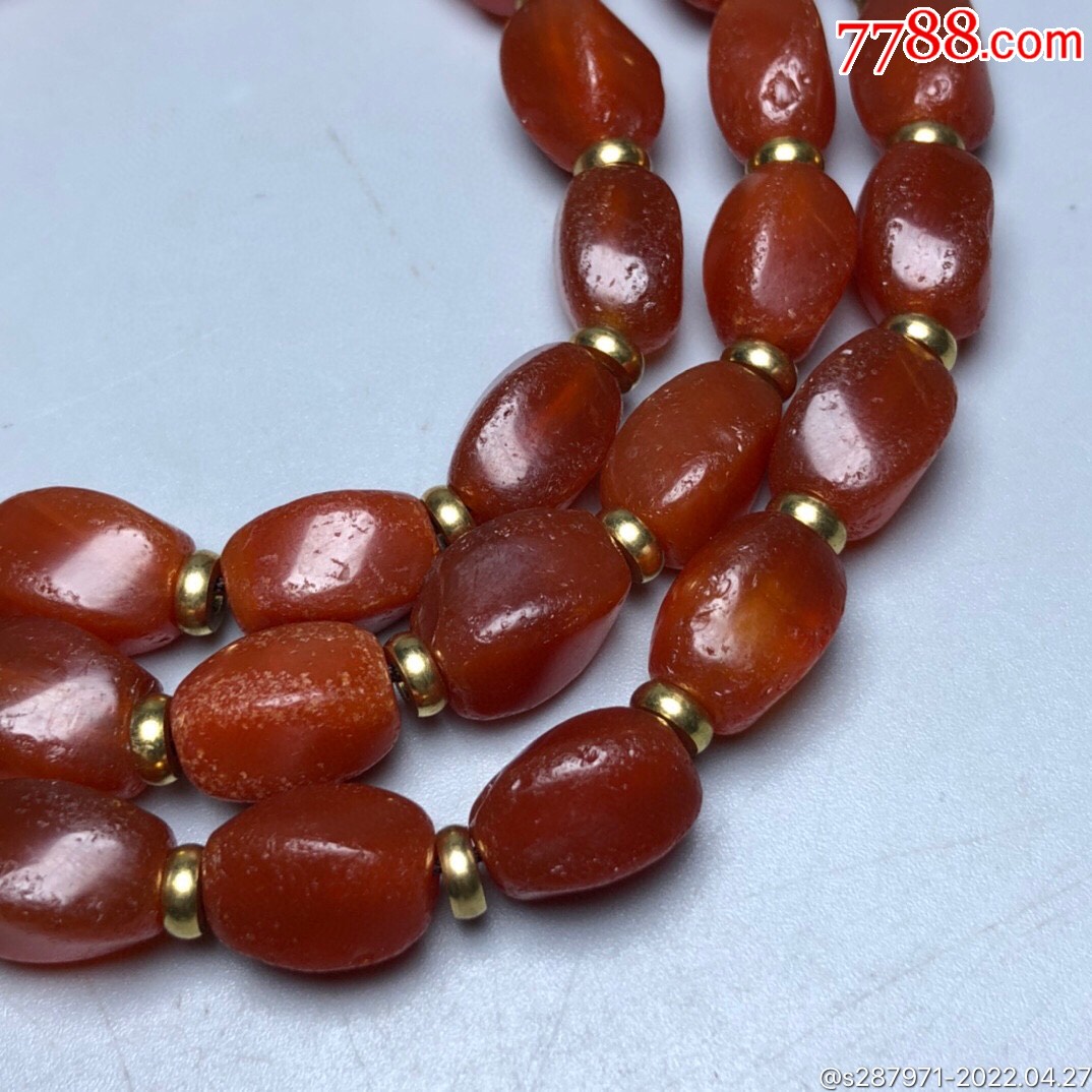 乡下偶遇老者珍藏红玛瑙佛珠项链尺寸:11*8毫米*54颗红玛瑙据说-价格