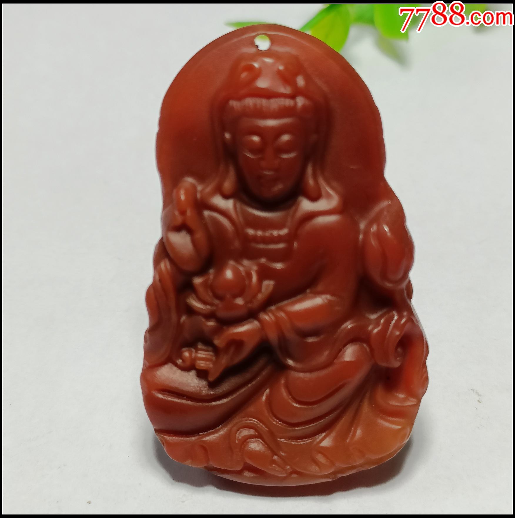 放漏1元拍红玉髓莲花观音吊坠