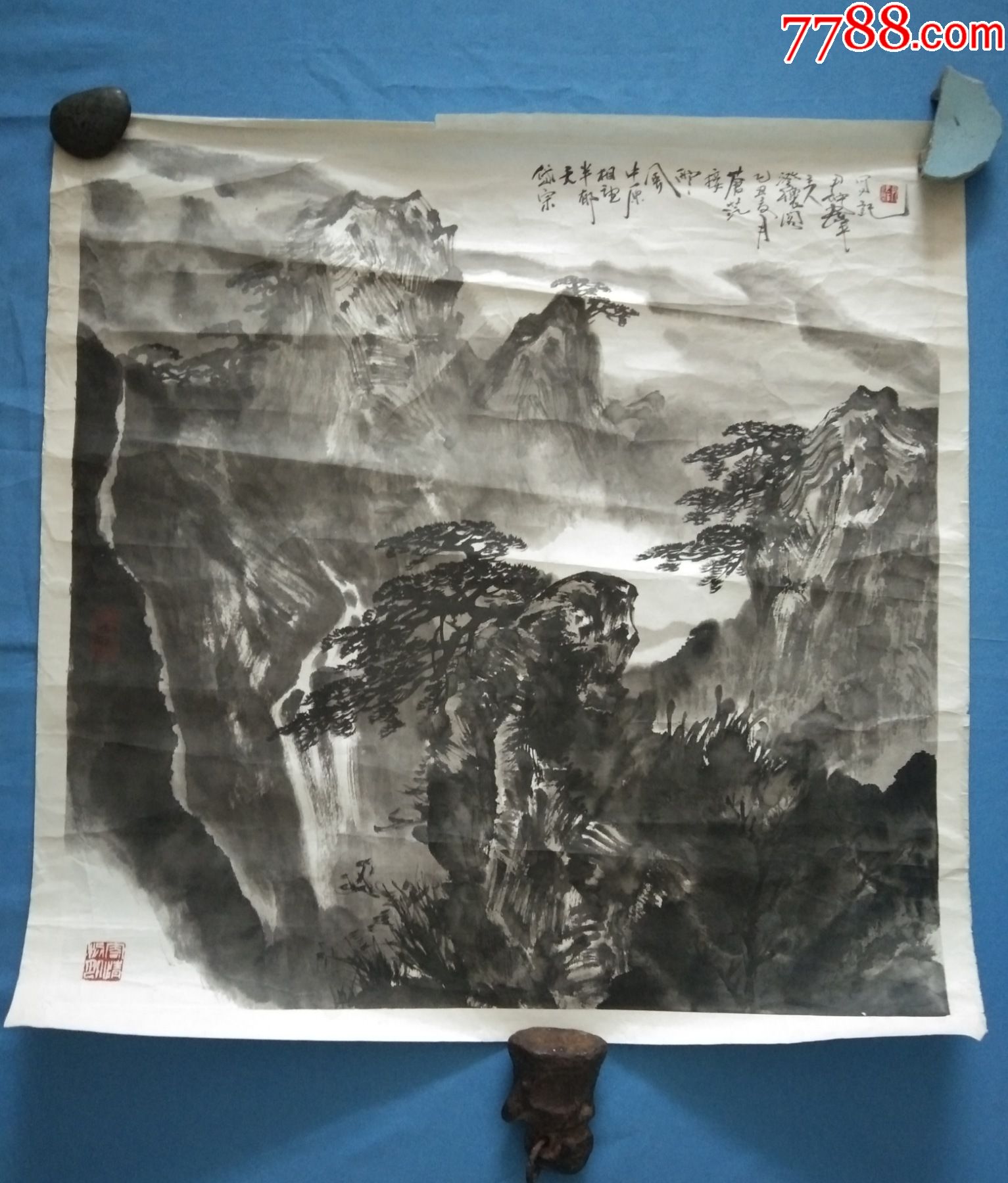 画家尹仲群【师从李承志】写意山水国画斗方精品-纯手绘保真出售-价格
