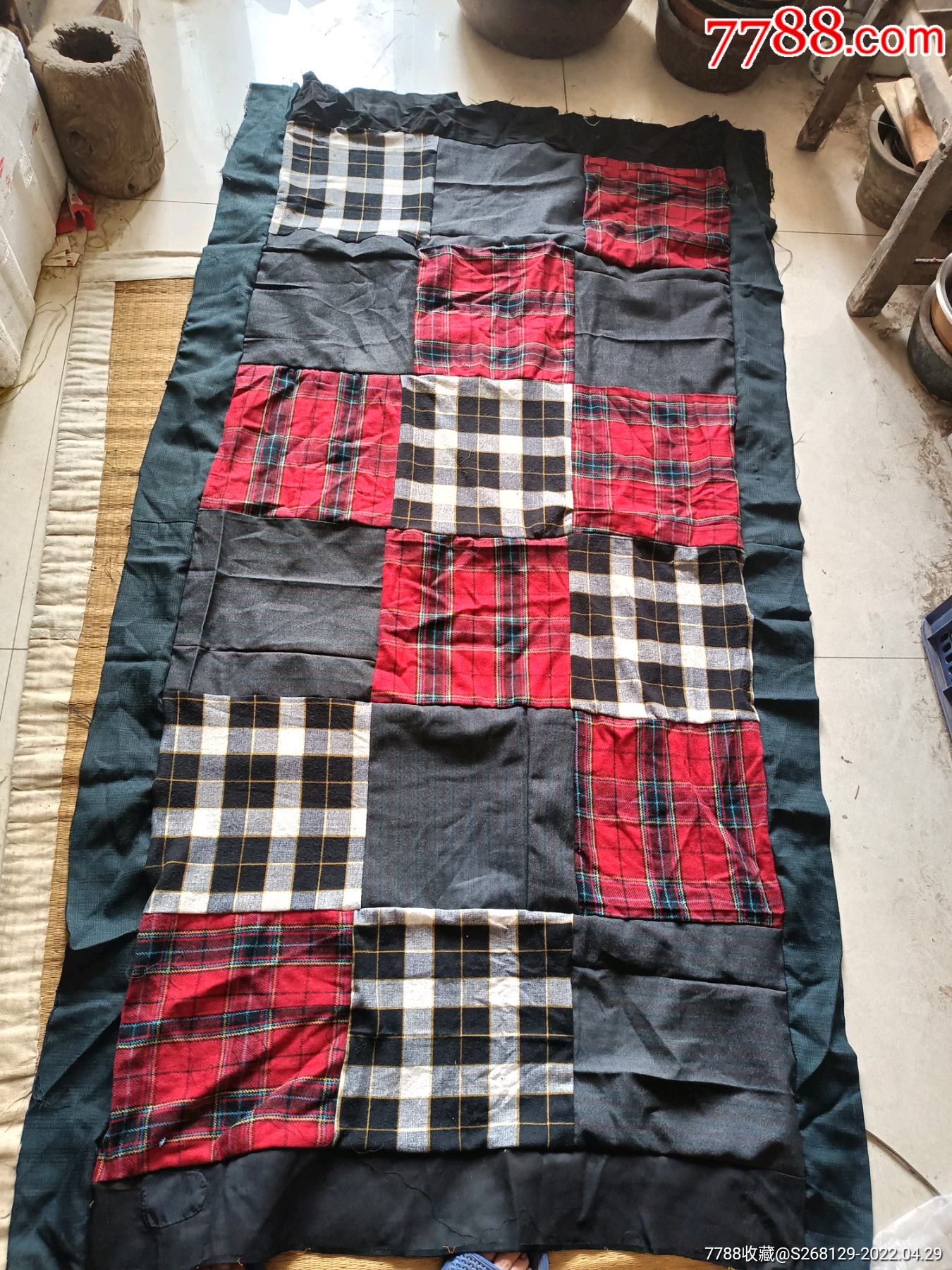 怀旧老手工补丁格子布