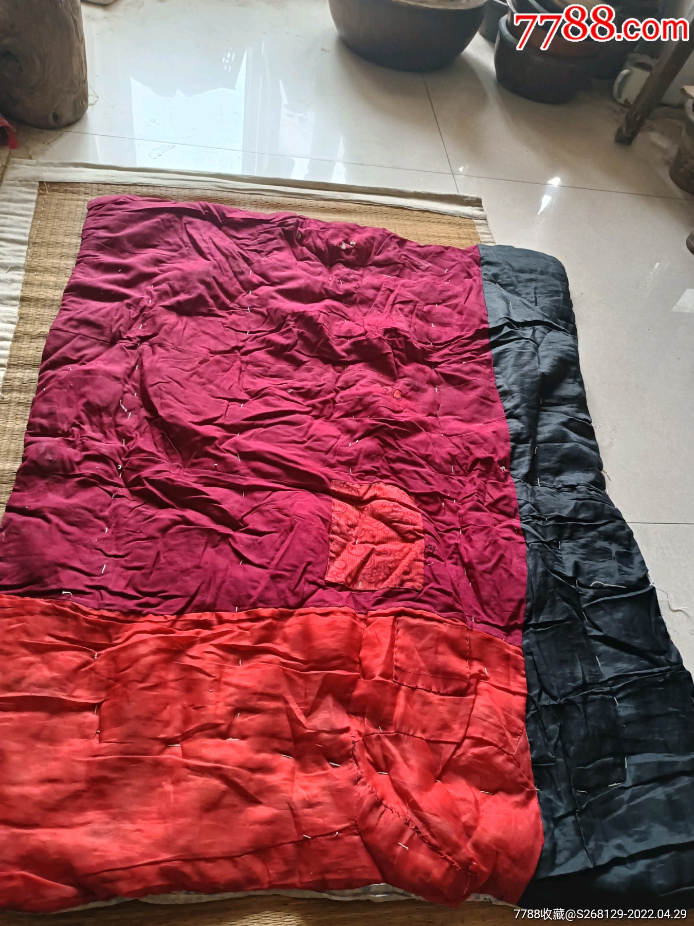 怀旧老手工补丁拼接布小棉被