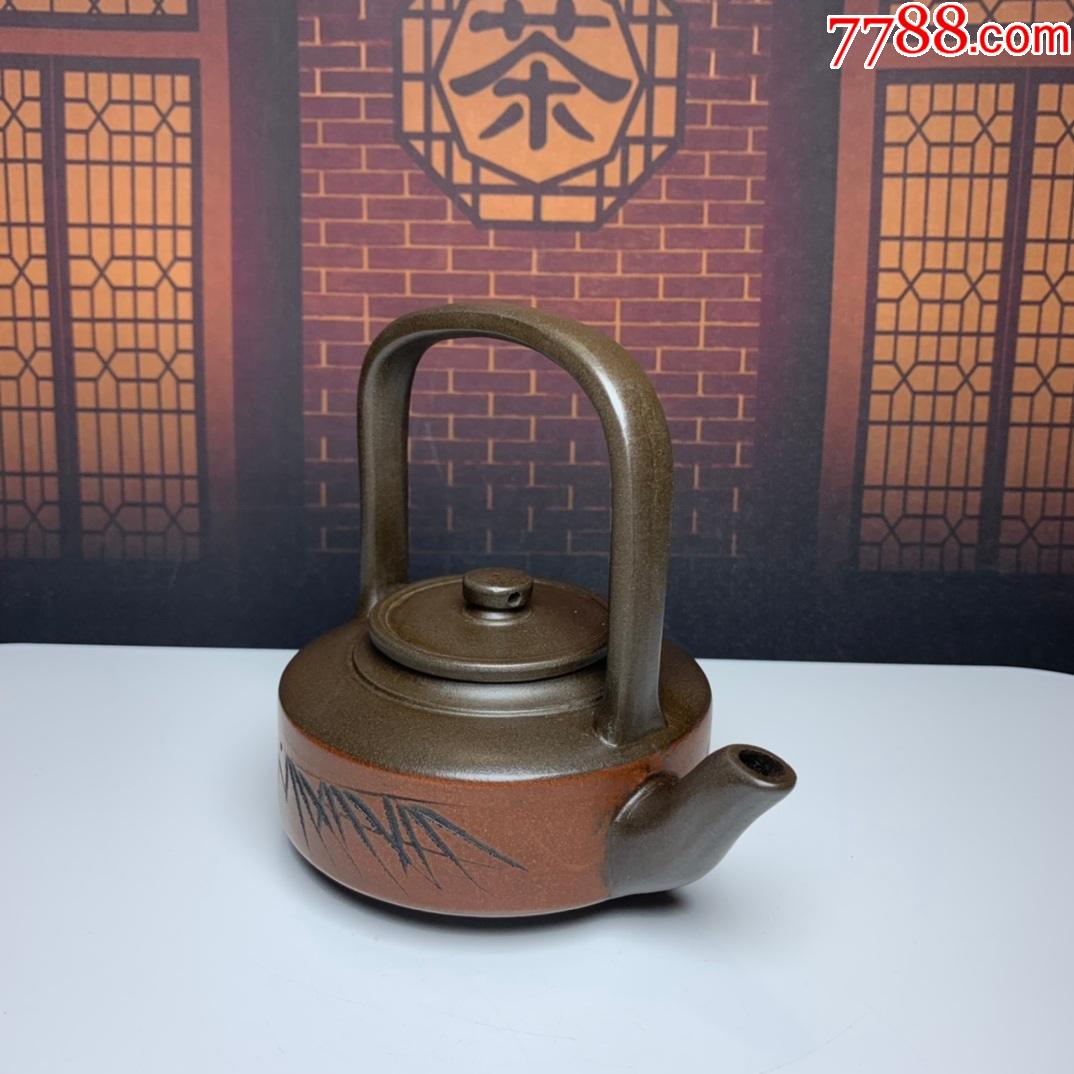 品名竹韵提梁底款周桂珍容量200cc紫砂分类朱泥尺寸如图