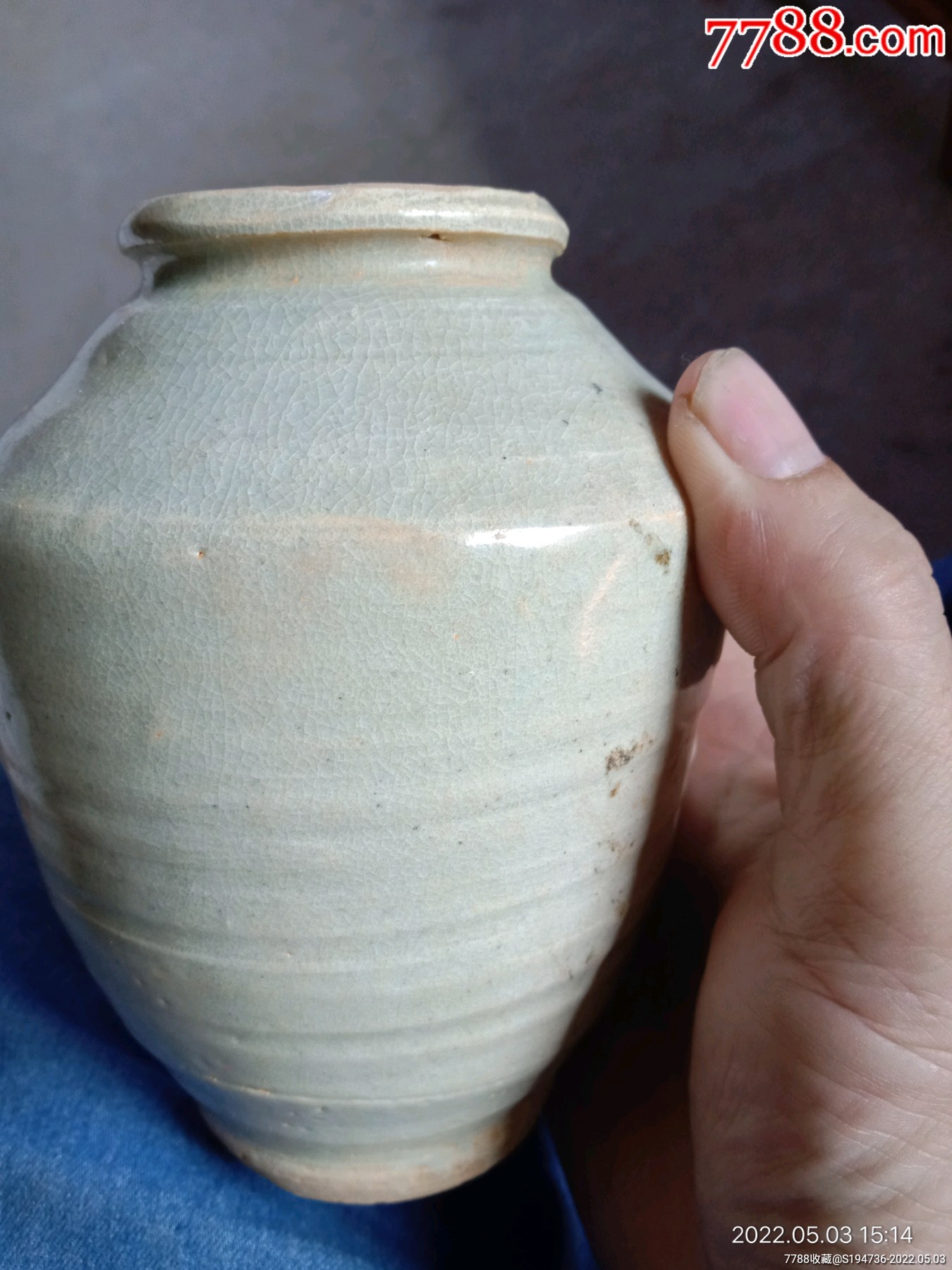宋代白瓷罐囗宽6高14公分釉色精美
