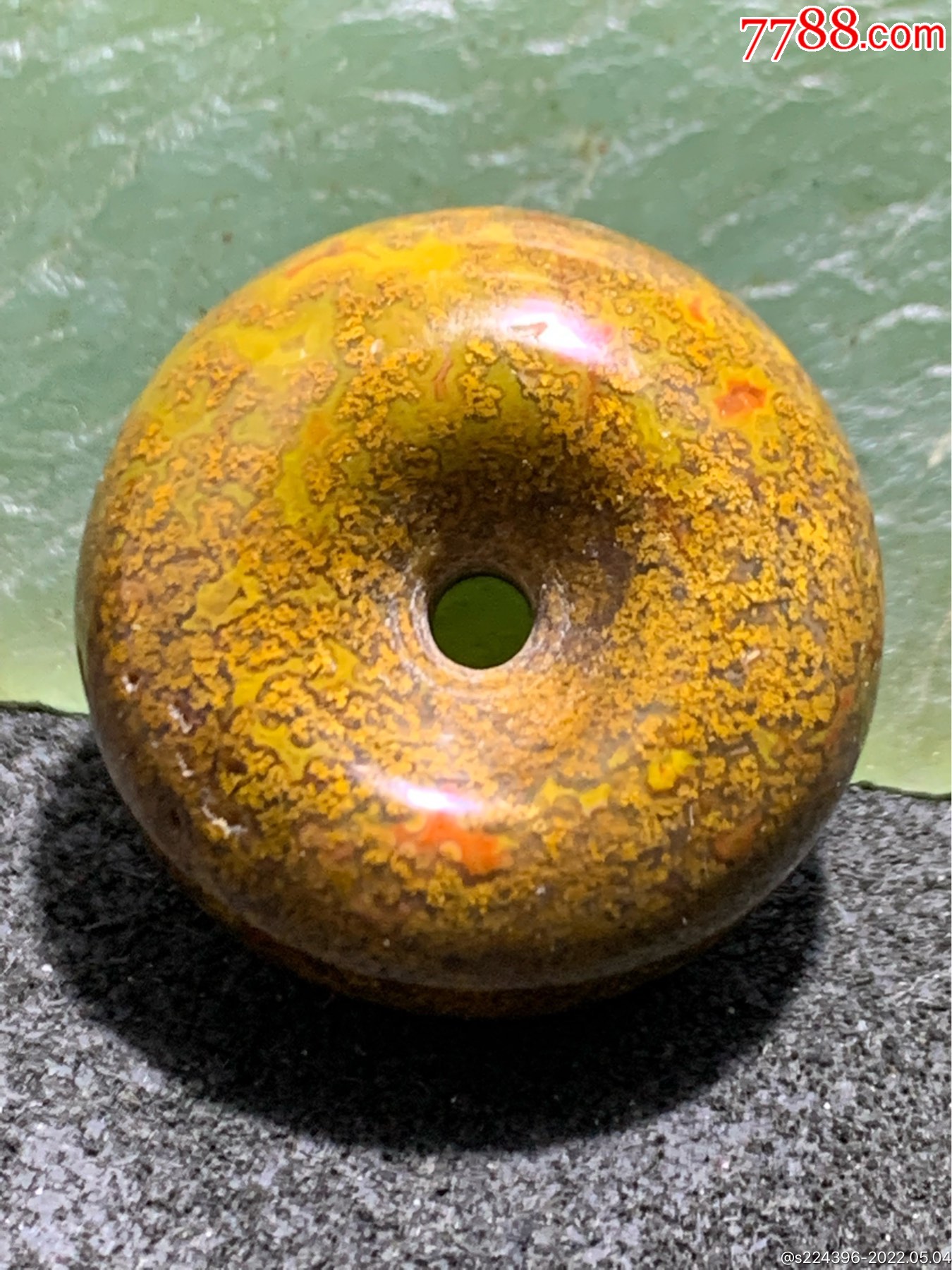 战国红玛瑙草花纹通货面包圈平安扣一个