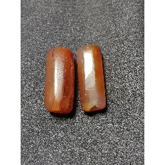 多棱玛瑙桶珠一对