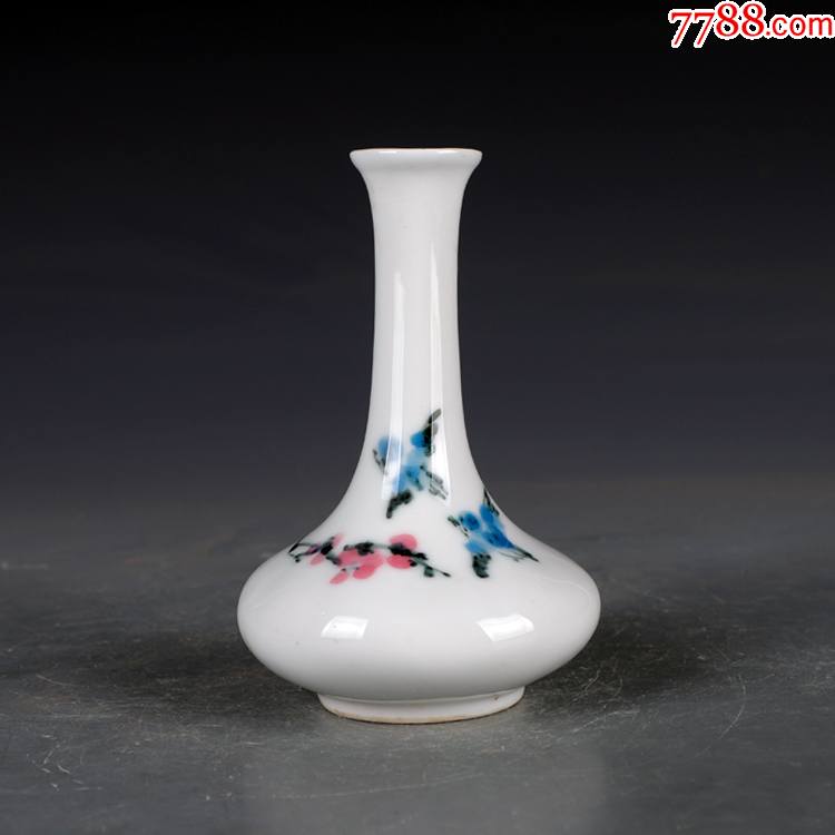 景德镇老厂货瓷器釉中彩手绘花鸟赏瓶插花瓶_价格380元【鑫意瓷源】