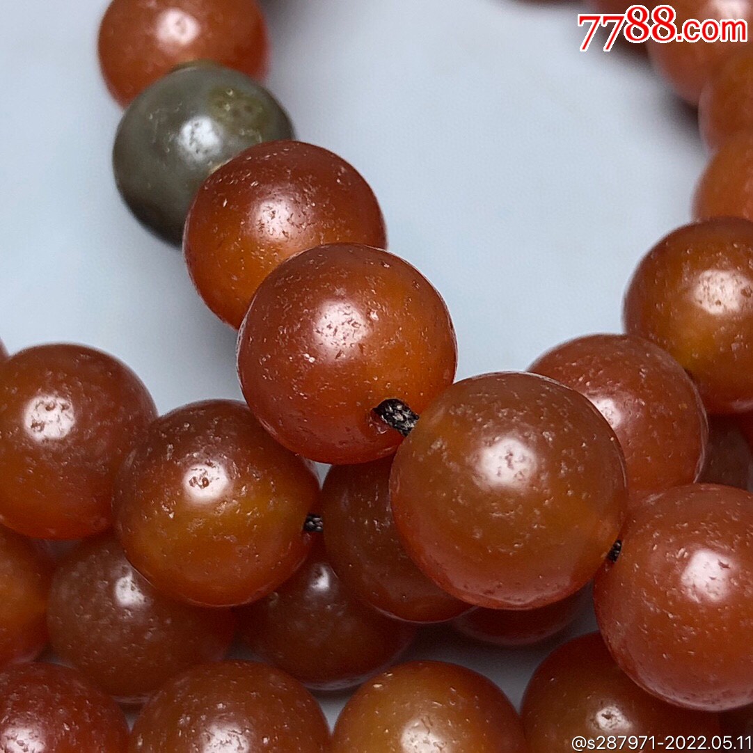 乡下偶遇老者珍藏老玛瑙佛珠项链尺寸:10毫米*108颗据说可平衡正_价格