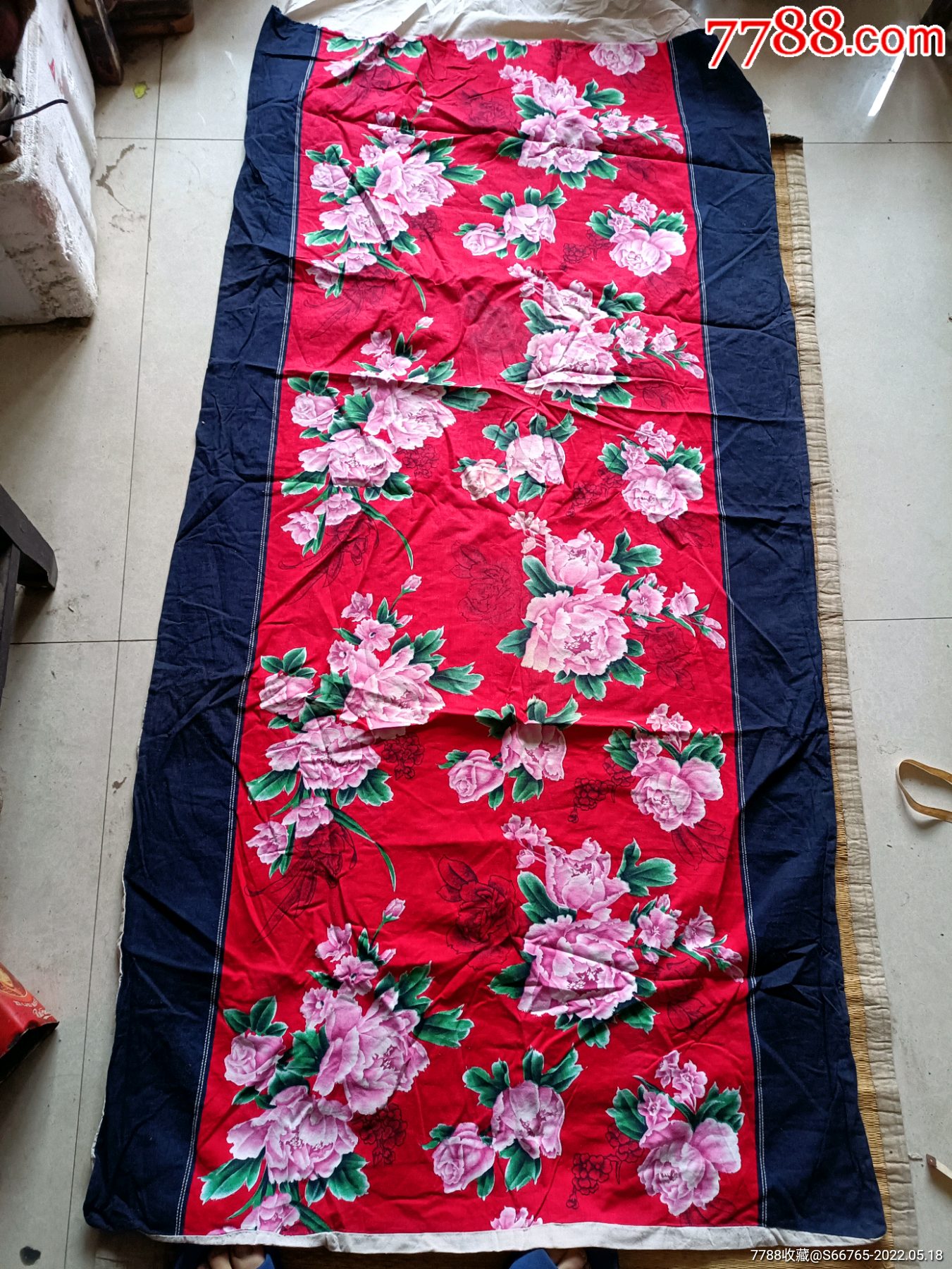 怀旧老花卉蝴蝶棉布褥面