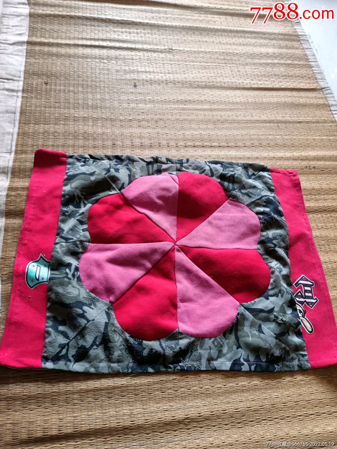怀旧老手工补丁拼接八宝图枕头套