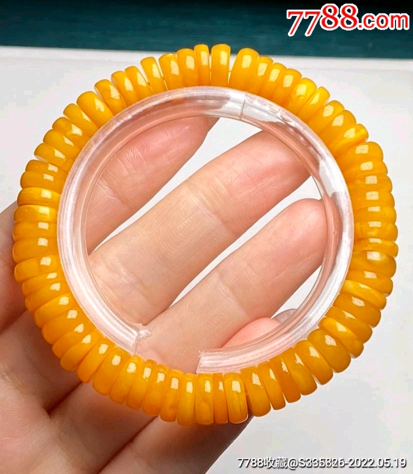天然老蜜蜡俄料鸡油黄算盘珠手串品质品相如图蜡质饱满纹路清晰蜡质