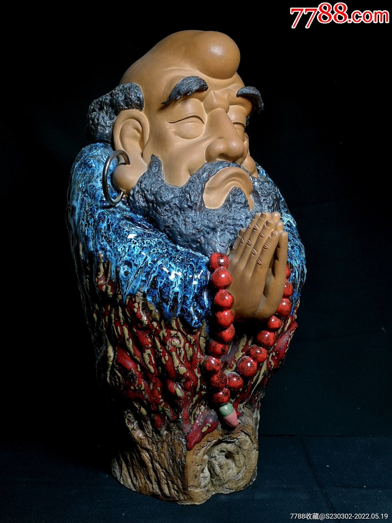 大尺寸石湾窑陶瓷达摩摆件