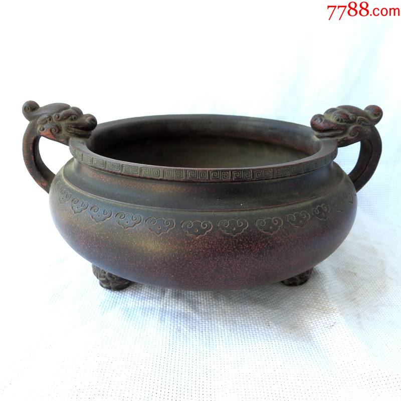 老紫砂香炉老紫砂香具古代香炉大清乾隆紫砂香炉