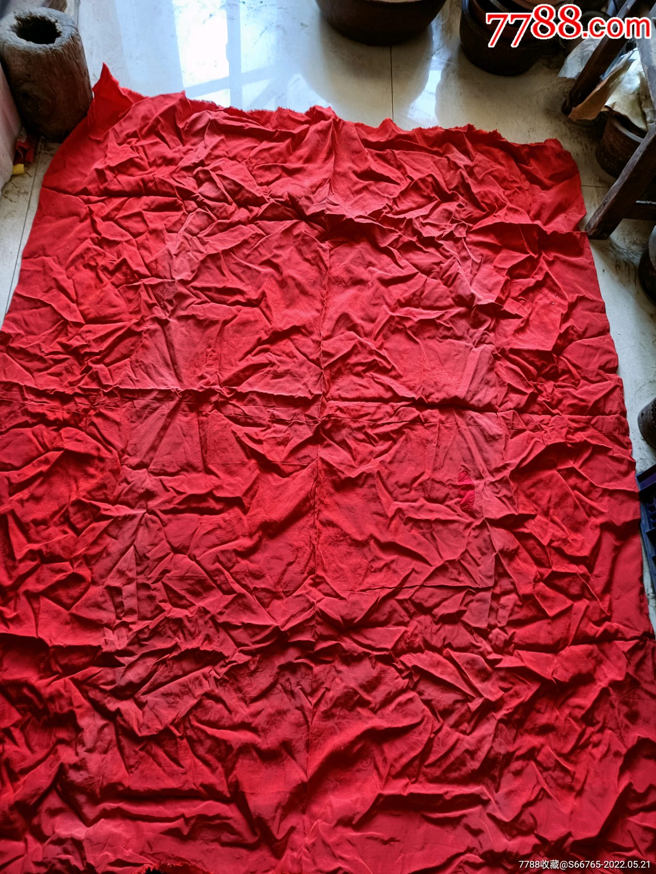 怀旧老浙江红丝绸被面