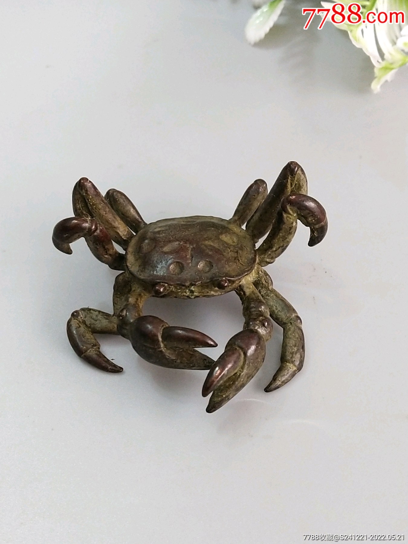 精工铜制螃蟹八方来财小摆件