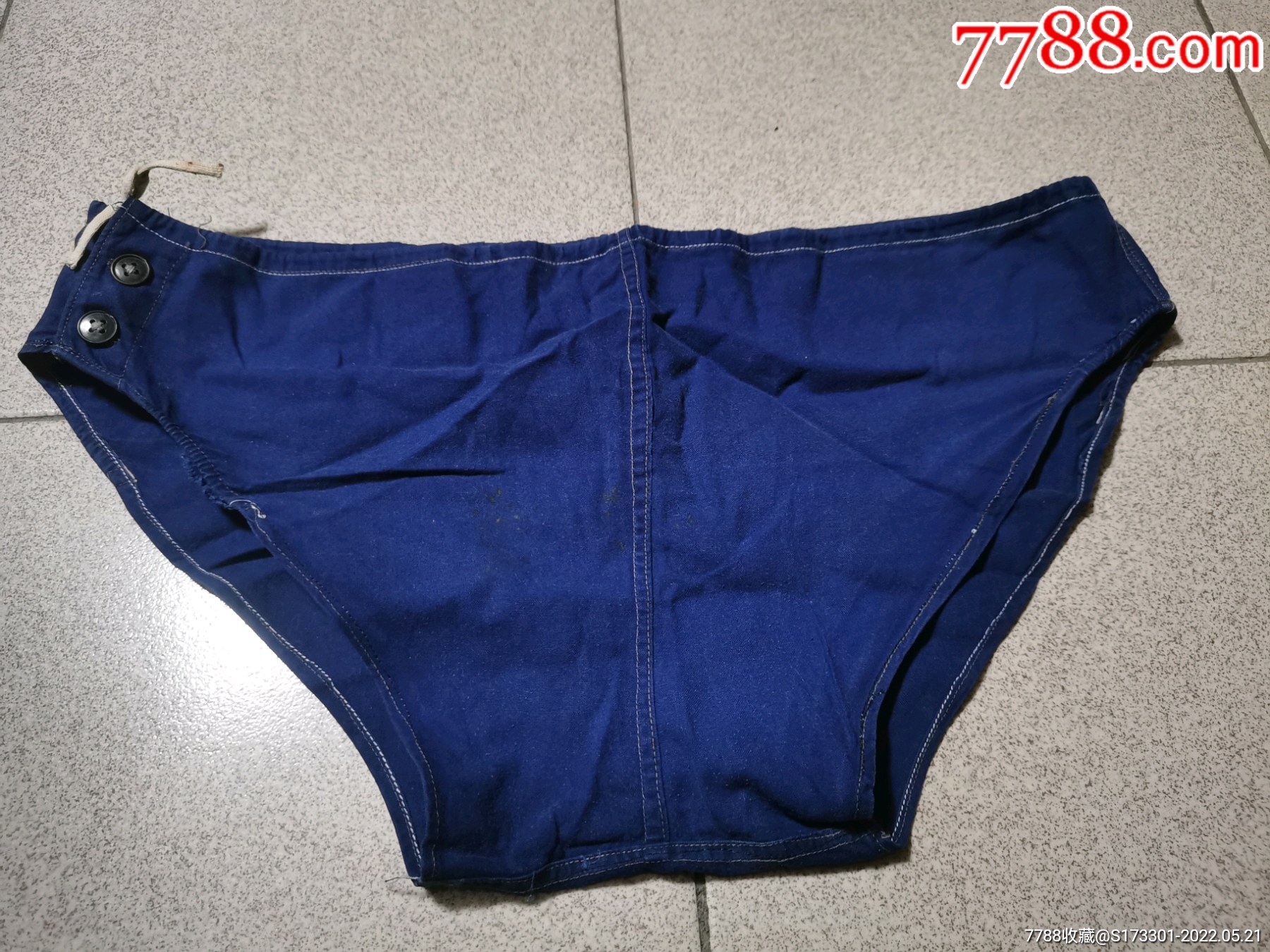 老式蓝布游泳裤无脏无破自然旧