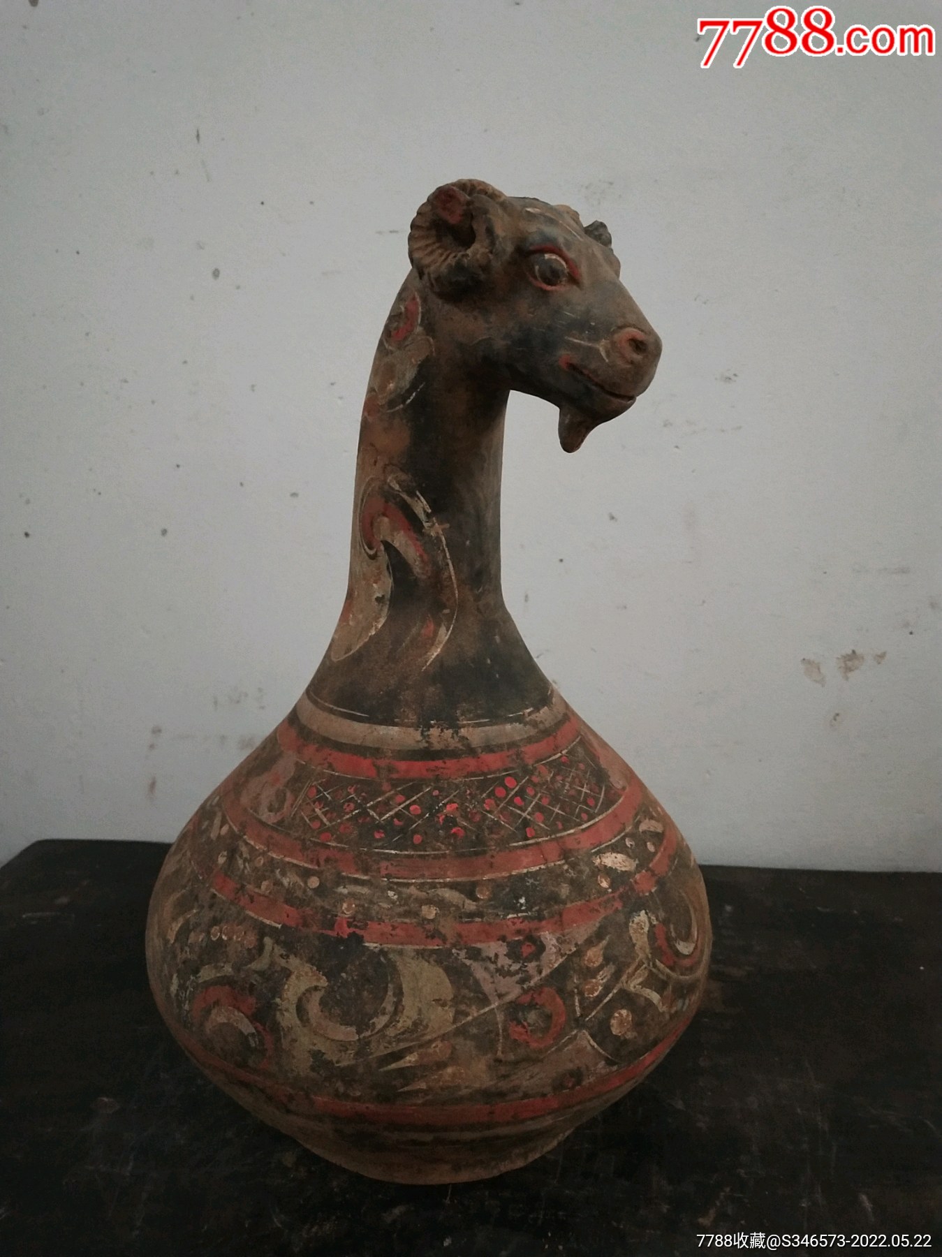 不错的彩陶羊首瓶-价格:288元-au30207241-彩陶 -加价-7788徽章收藏