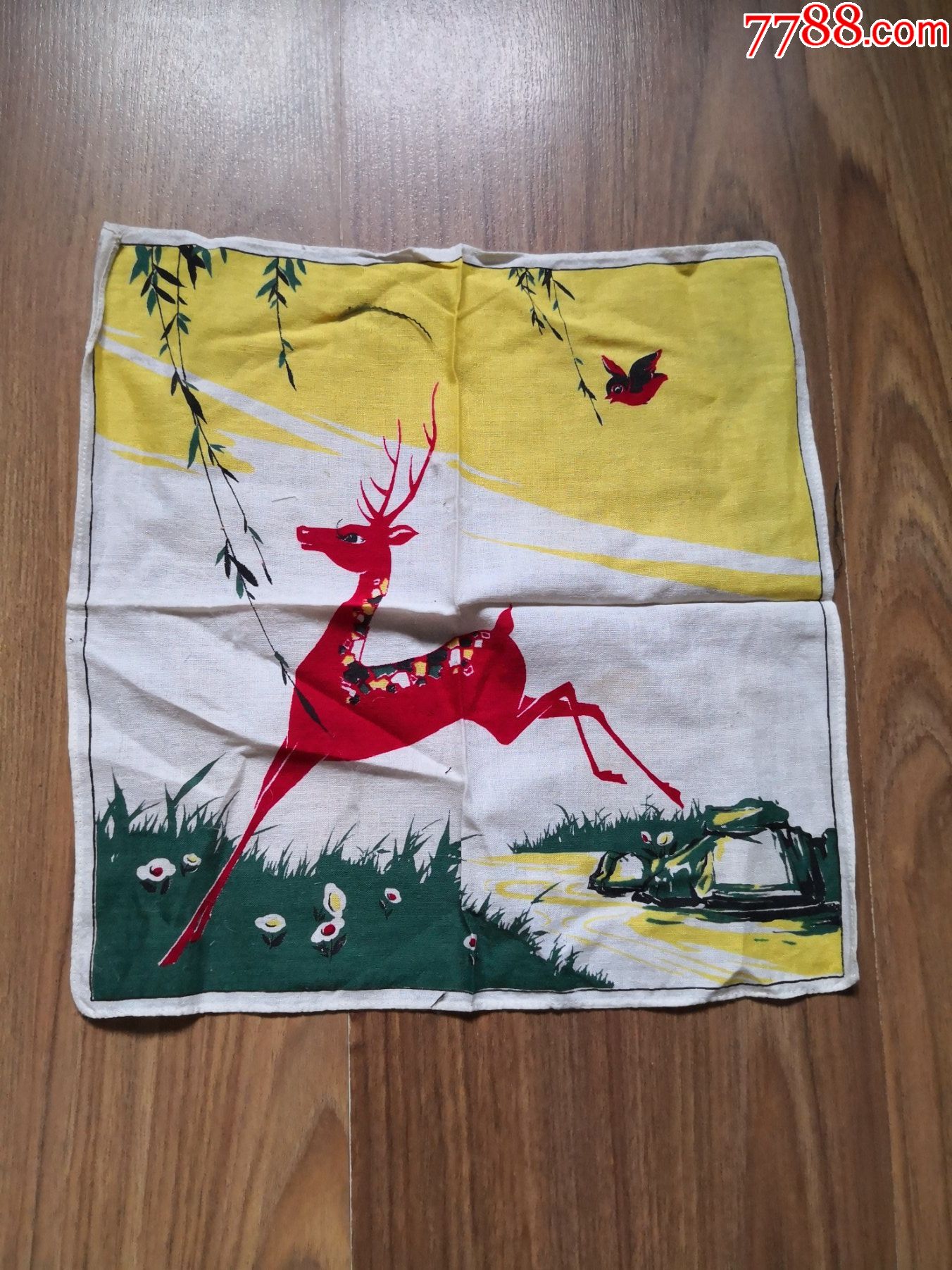 小鹿图案老手帕_价格18元_第1张