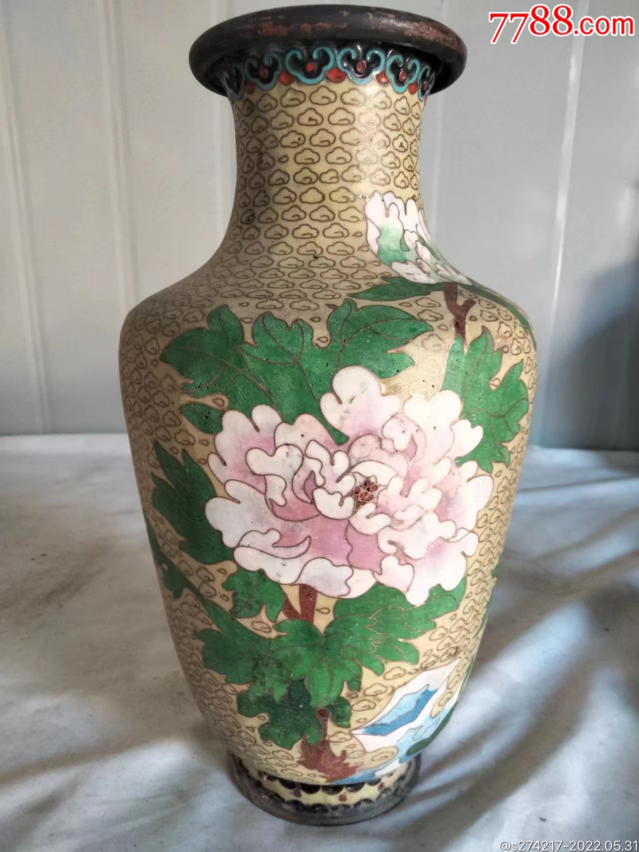 旧的老铜底民国时期景泰蓝花瓶一个