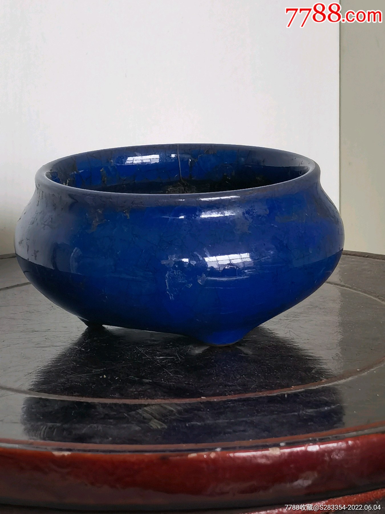 民国霁蓝釉瓷香炉高46口径85厘米