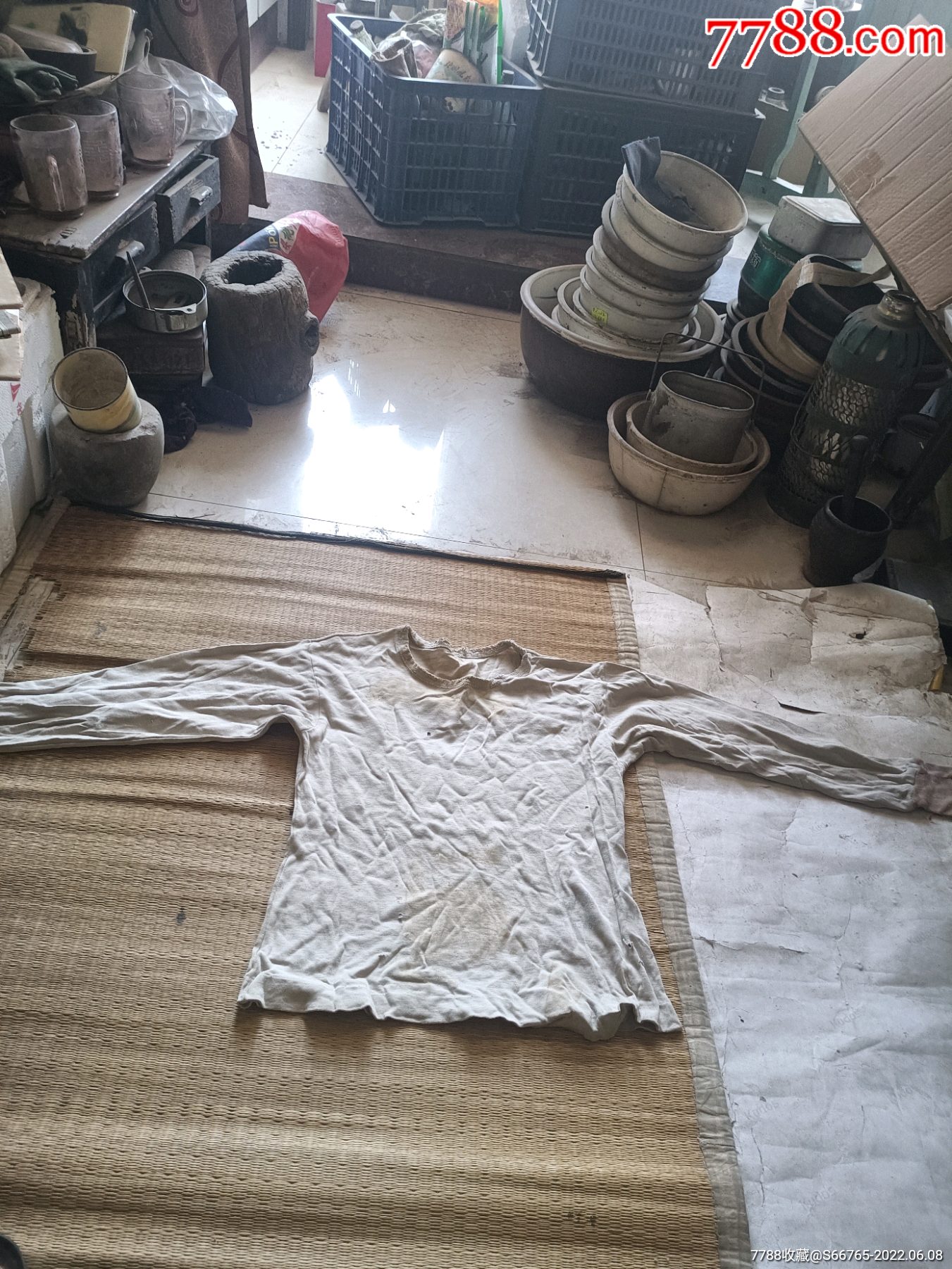 怀旧早期老式落色白秋衣