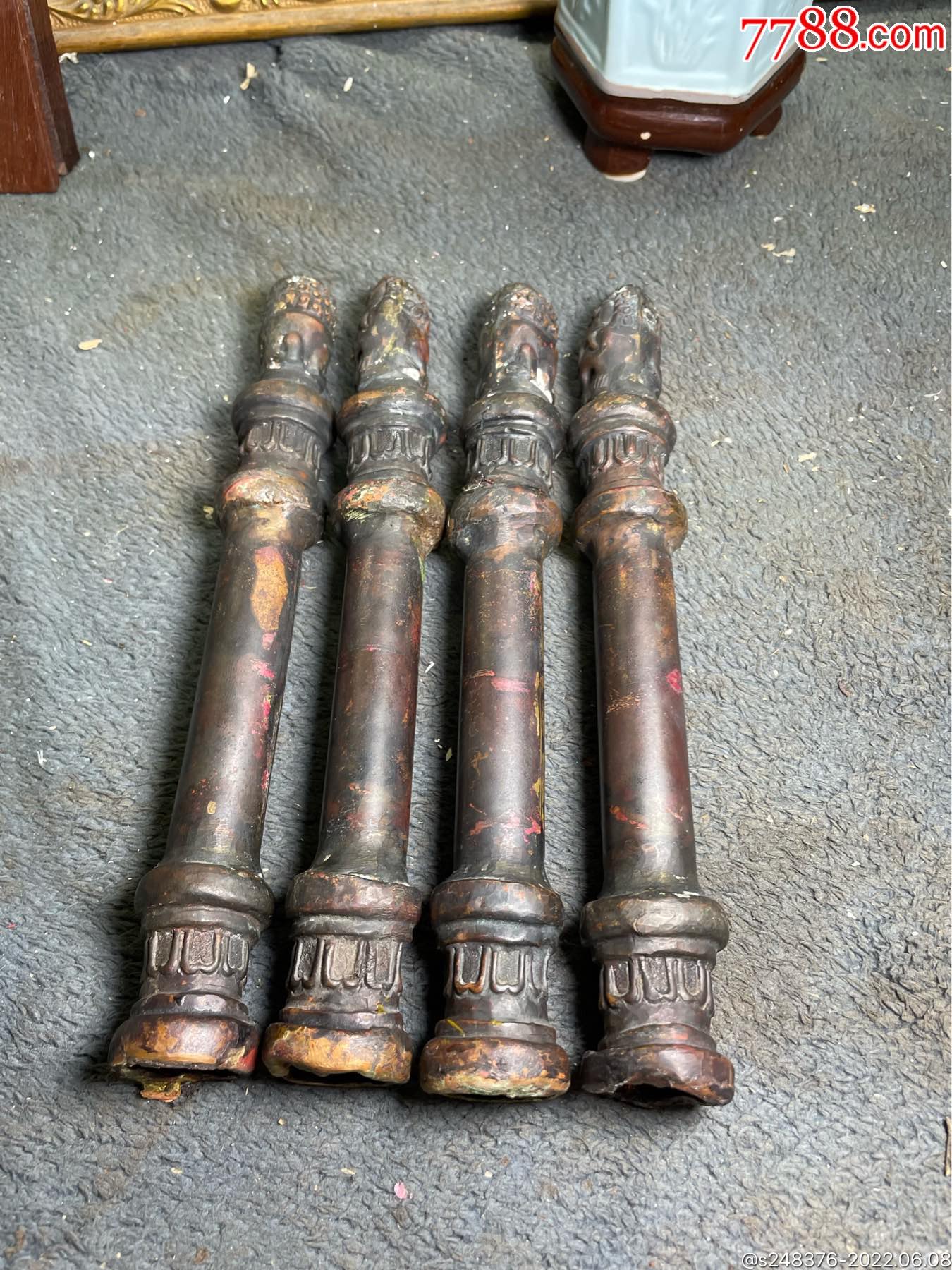 清代手工铜棍四根