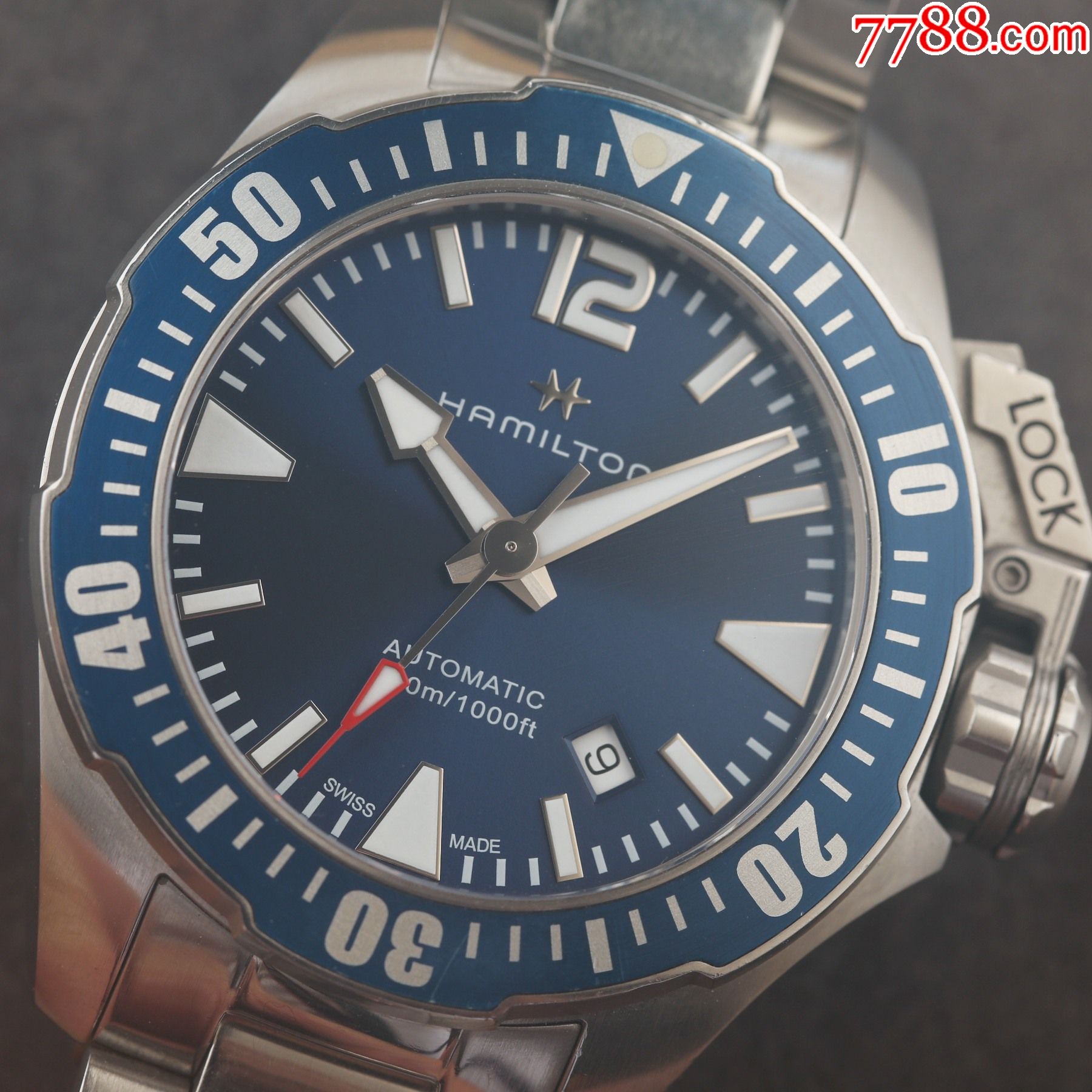 美国汉密尔顿手表最热门石青蓝卡其海军系列蛙人潜水表有蛙仓