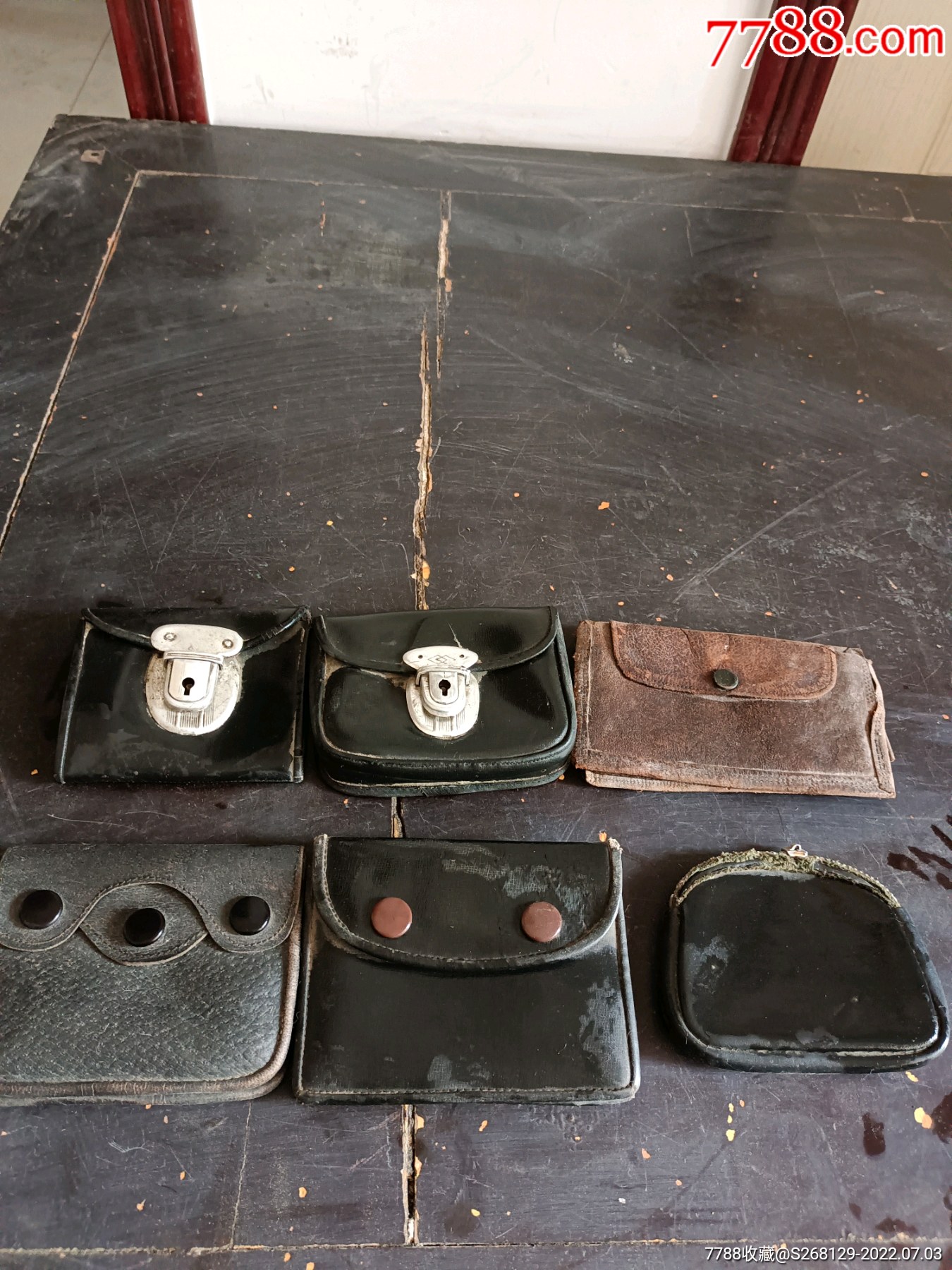 怀旧老皮革钱包6个