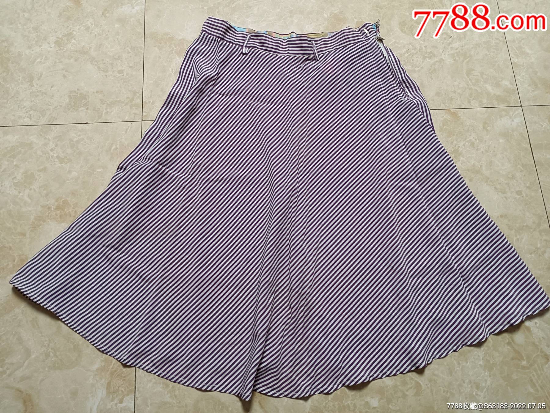 怀旧服饰收藏八十年代女性最流行的夏季斜条纹裙库存未穿过