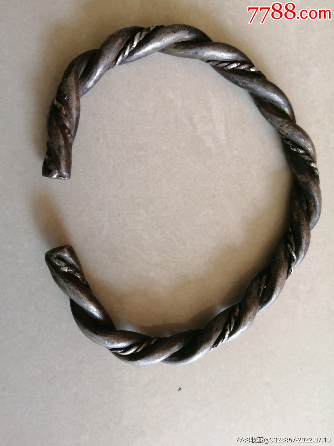 晚清民国时期的银麻花手镯一支_银镯_收藏价格_交易出手_7788人民币