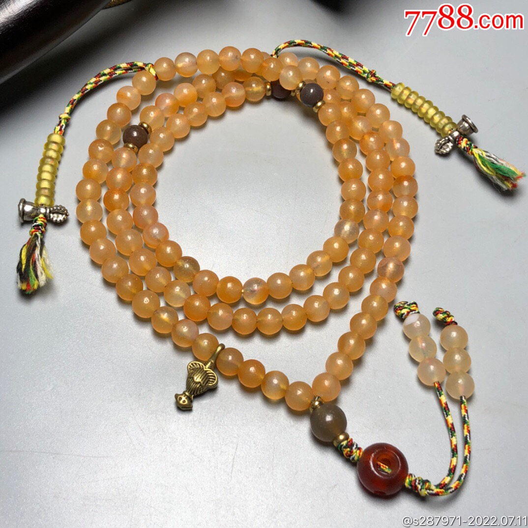 乡下老者珍藏老玛瑙佛珠项链尺寸:8毫米*108颗玛瑙的功效:玛瑙能_价格