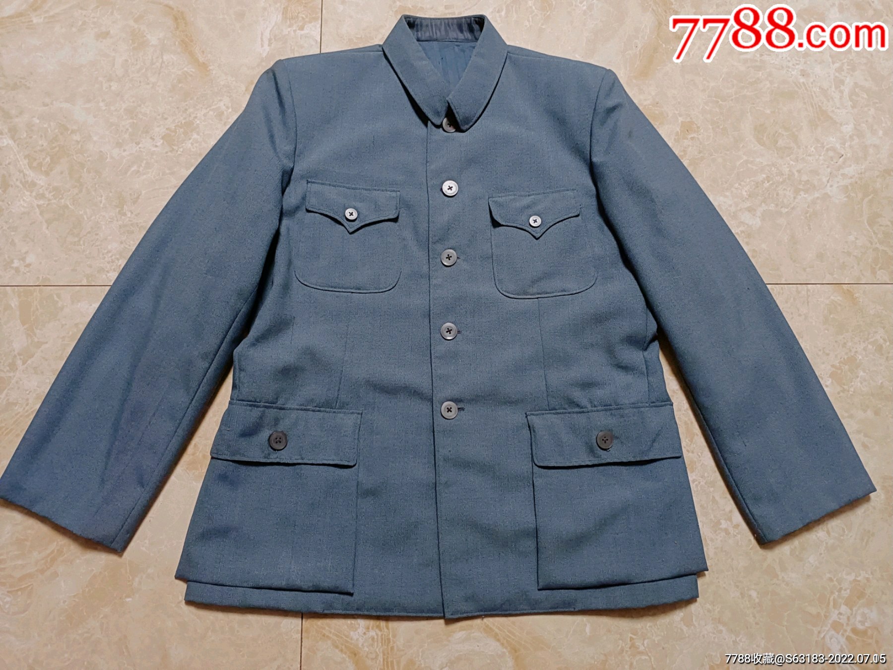 银灰蓝色中山装毛周领袖穿同款70年大文革时上海产手工制银灰蓝中山装