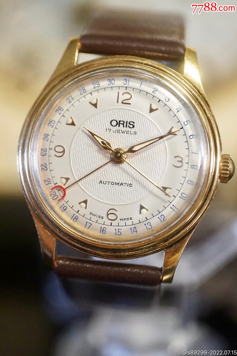 红叉历显世界名表瑞士豪利时包金自动机械表经典红叉式日历显