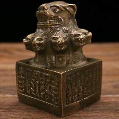 纯铜九头狮子铜狮子印玺印章工艺品摆件