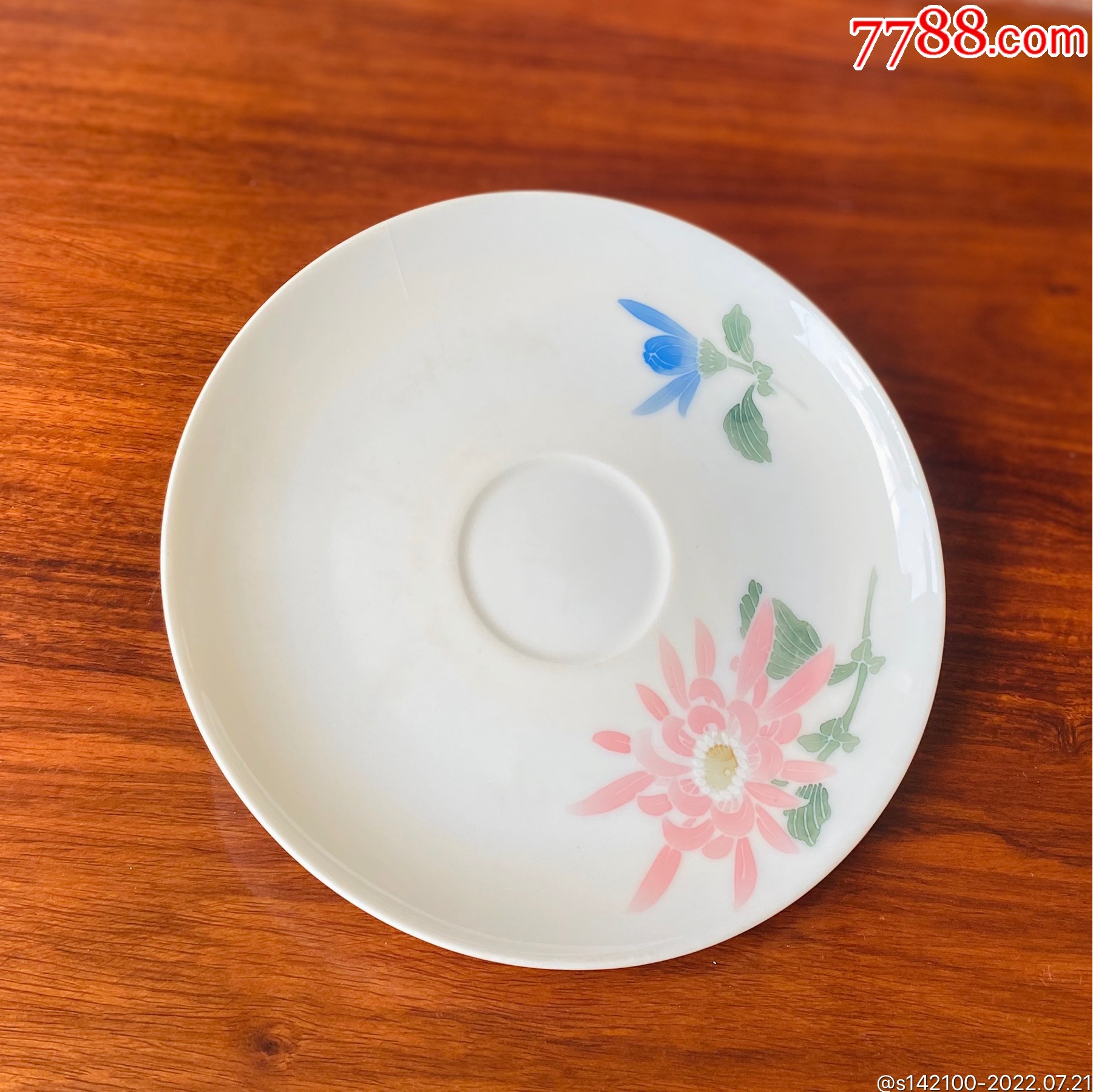 醴陵群力老瓷器釉下五彩手绘钻石款菊花杯碟包老保真收藏