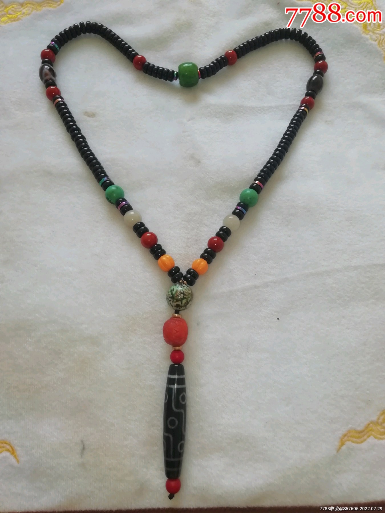 精品台湾渗透九眼天珠配黑金椰蒂5*8吊坠!原创自编款霸气!