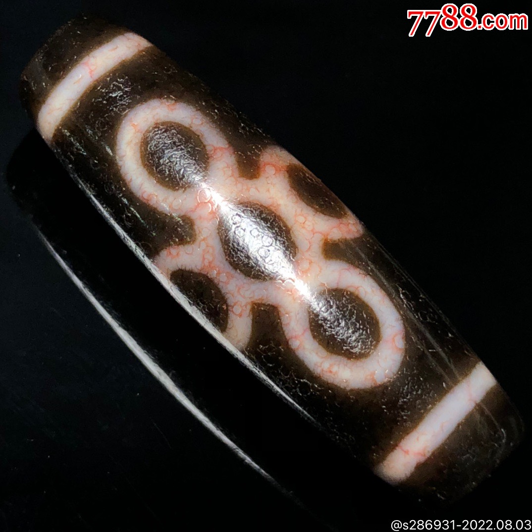 藏区回流老料高油包浆血丝【闪电五眼天珠】尺寸:38*11毫米重量8_价格