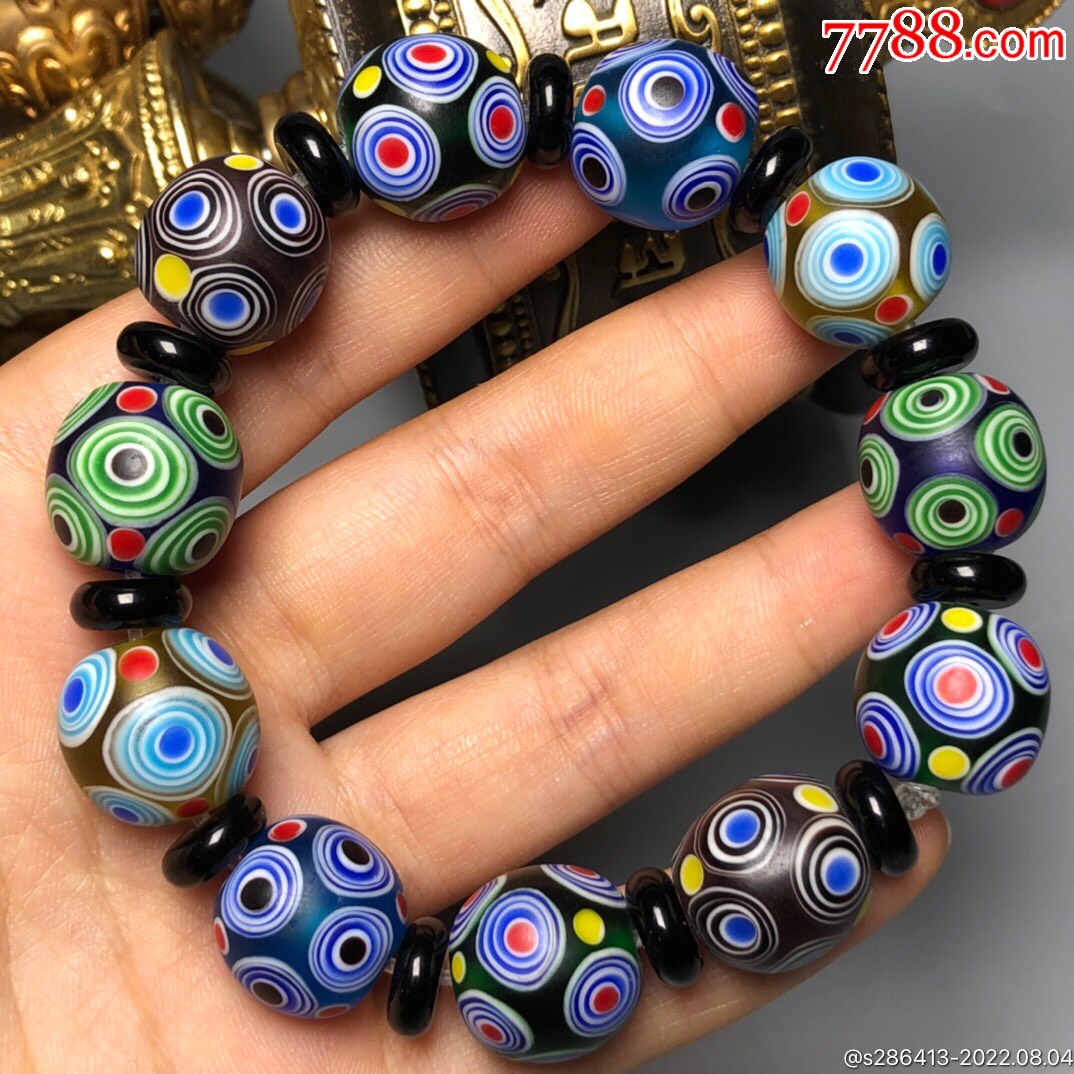 回流老琉璃蜻蜓眼多宝手链尺寸:15毫米*11颗蜻蜓眼