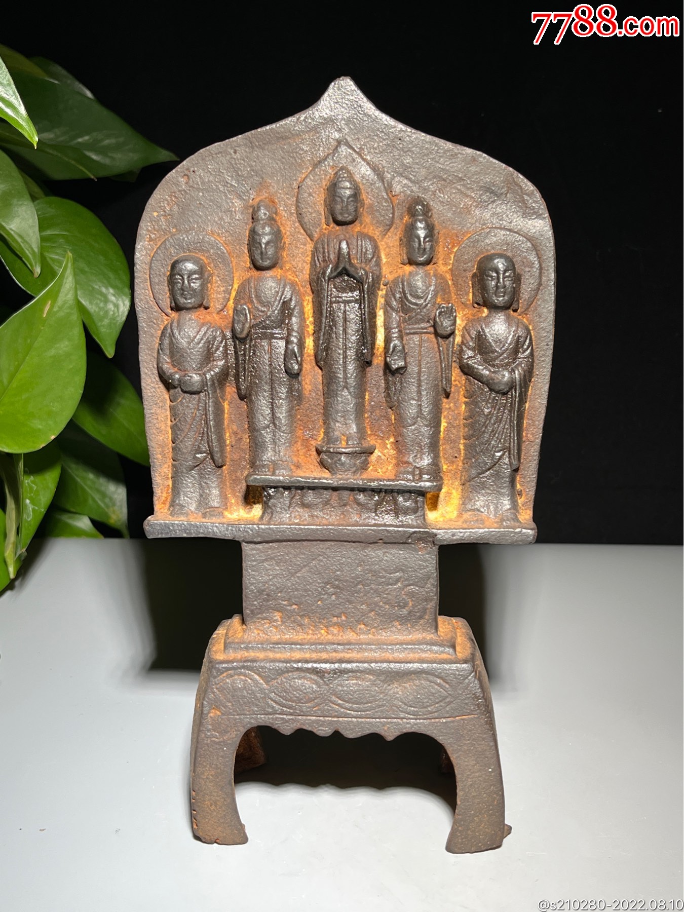 五佛朝宗精美铁佛像开脸慈祥皮壳老辣锈迹自然气势磅礴