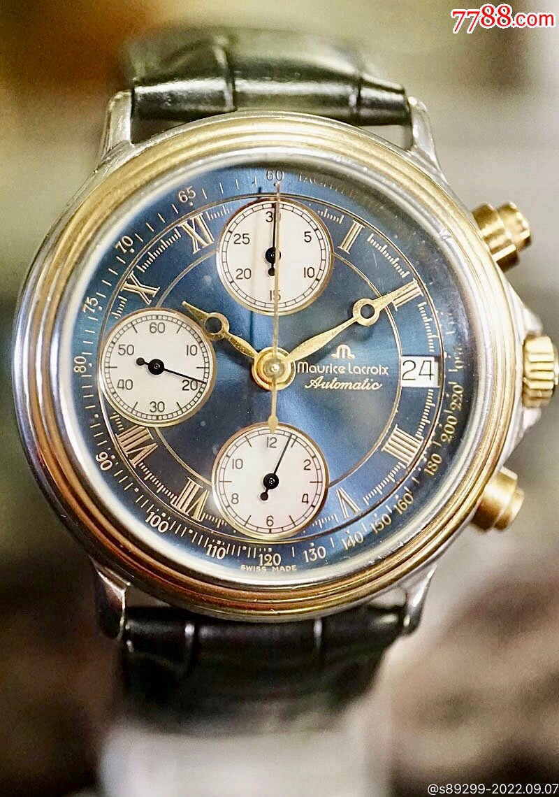 计时马表世界名牌瑞士艾美古董多针自动计时机械表复杂功能少见