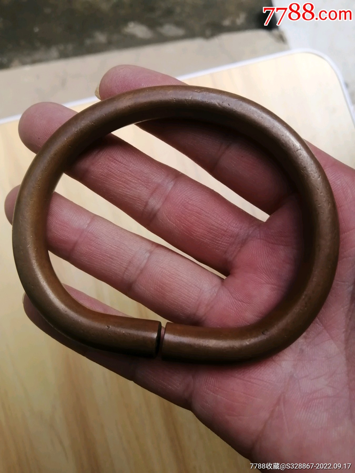 清代马蹄形紫铜手镯一支_价格600元【积善收藏】_第1张