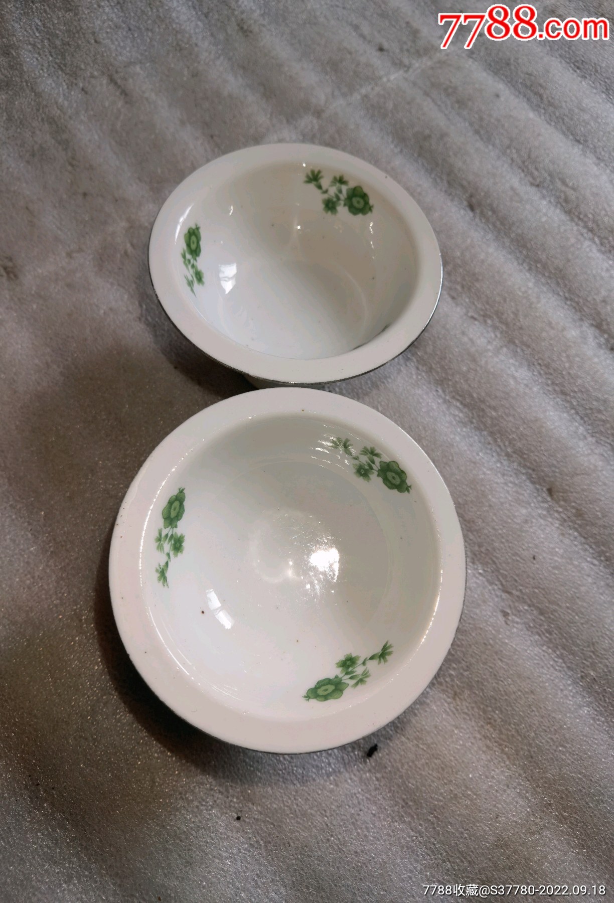 高足杯绿釉杯一对无磕碰-价格:79元-au31498945-绿釉瓷 -加价-7788