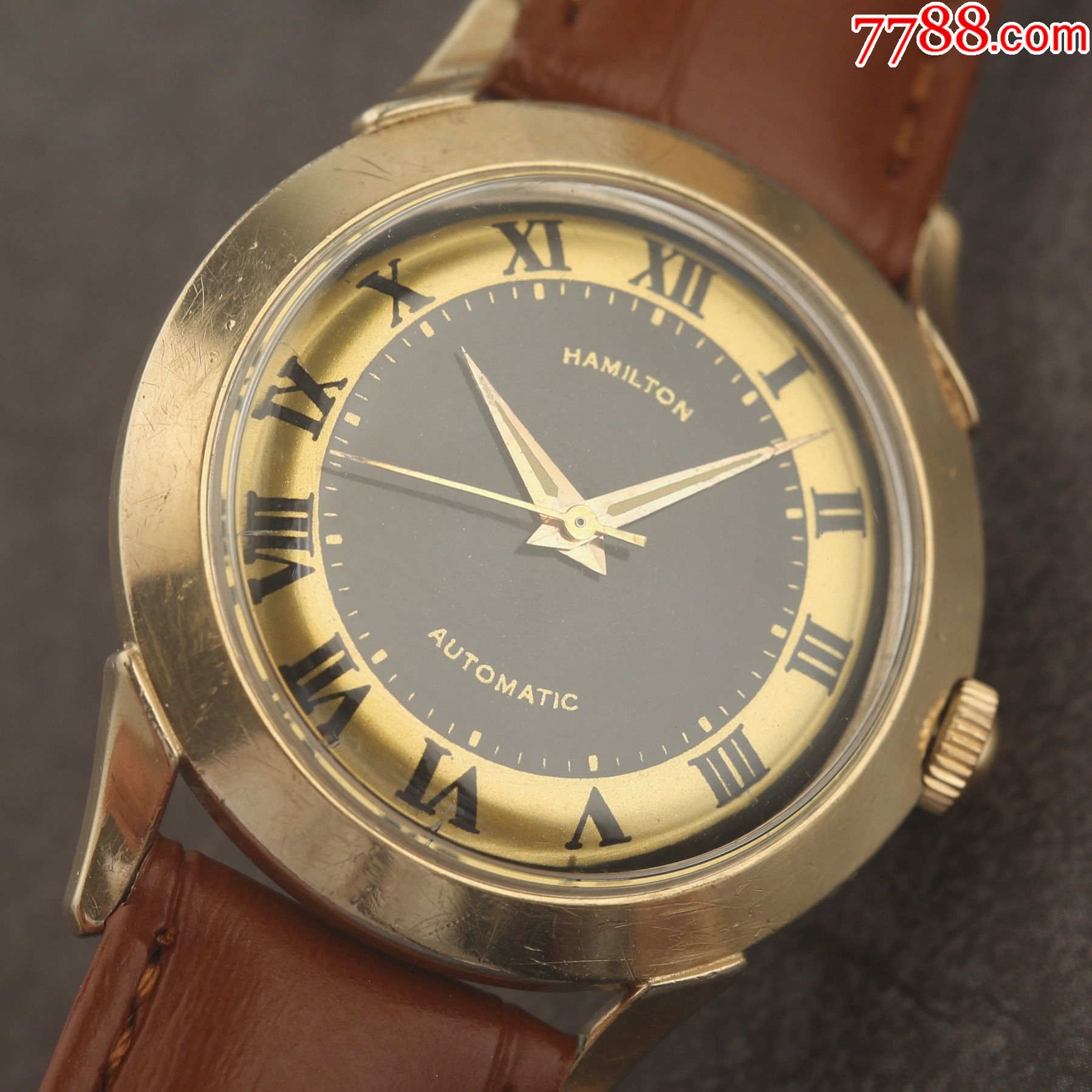 美国汉密尔顿古董表双色阴阳黑金面八卦罗庚风格复古罗马字_手表/腕表