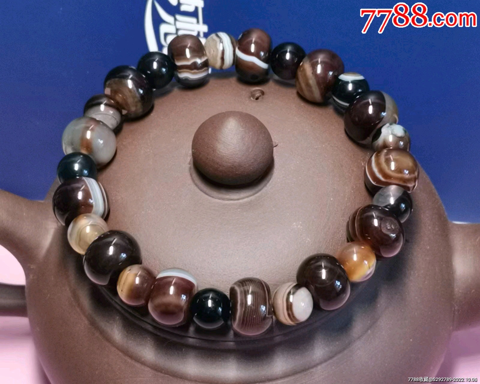 巴西精品天然缠丝天眼玛瑙单圈手链手串一条,珠子成色品相如图!