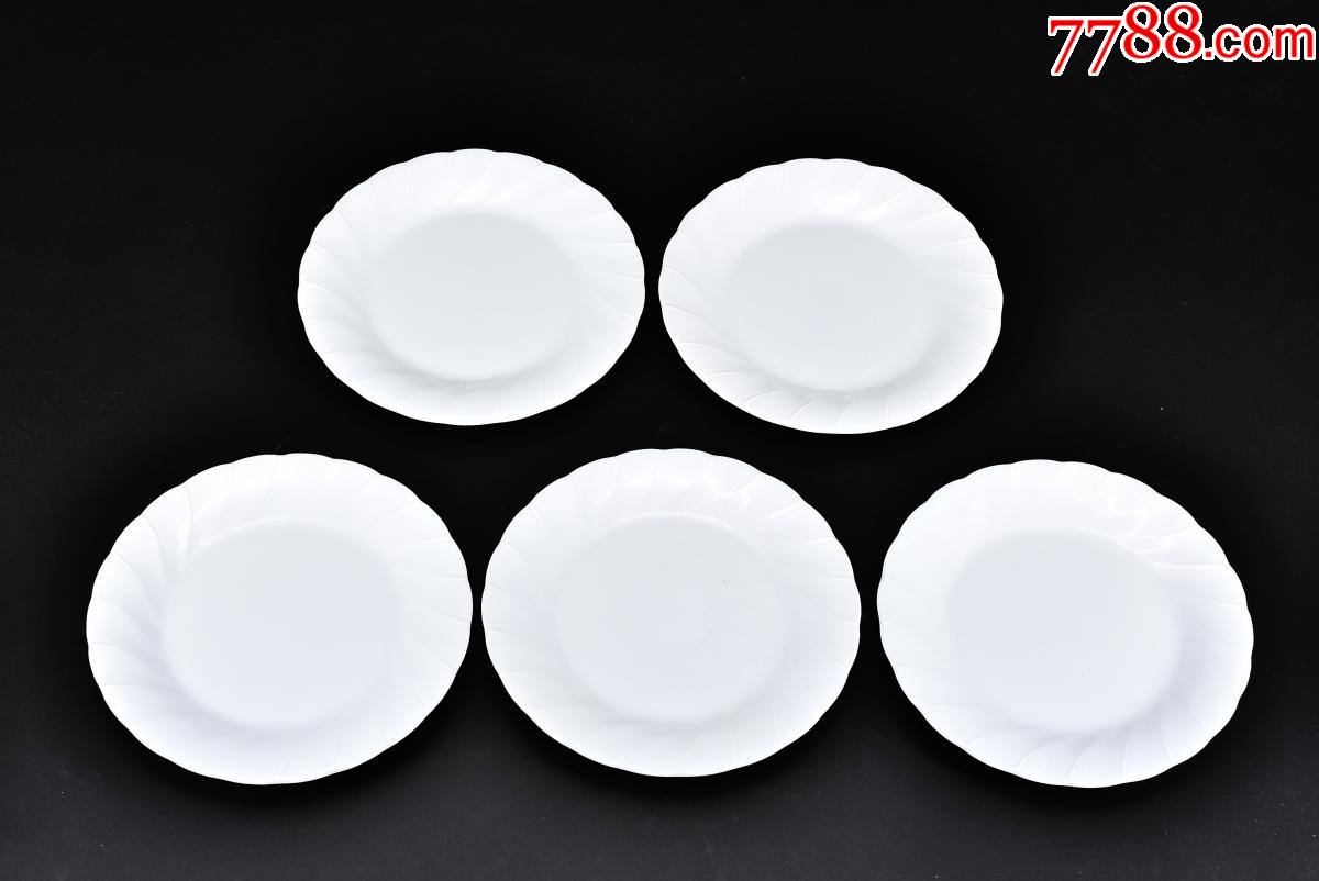 (pa3068)《日本传统工艺陶瓷器》餐盘一套五件全洁白干净设计精美