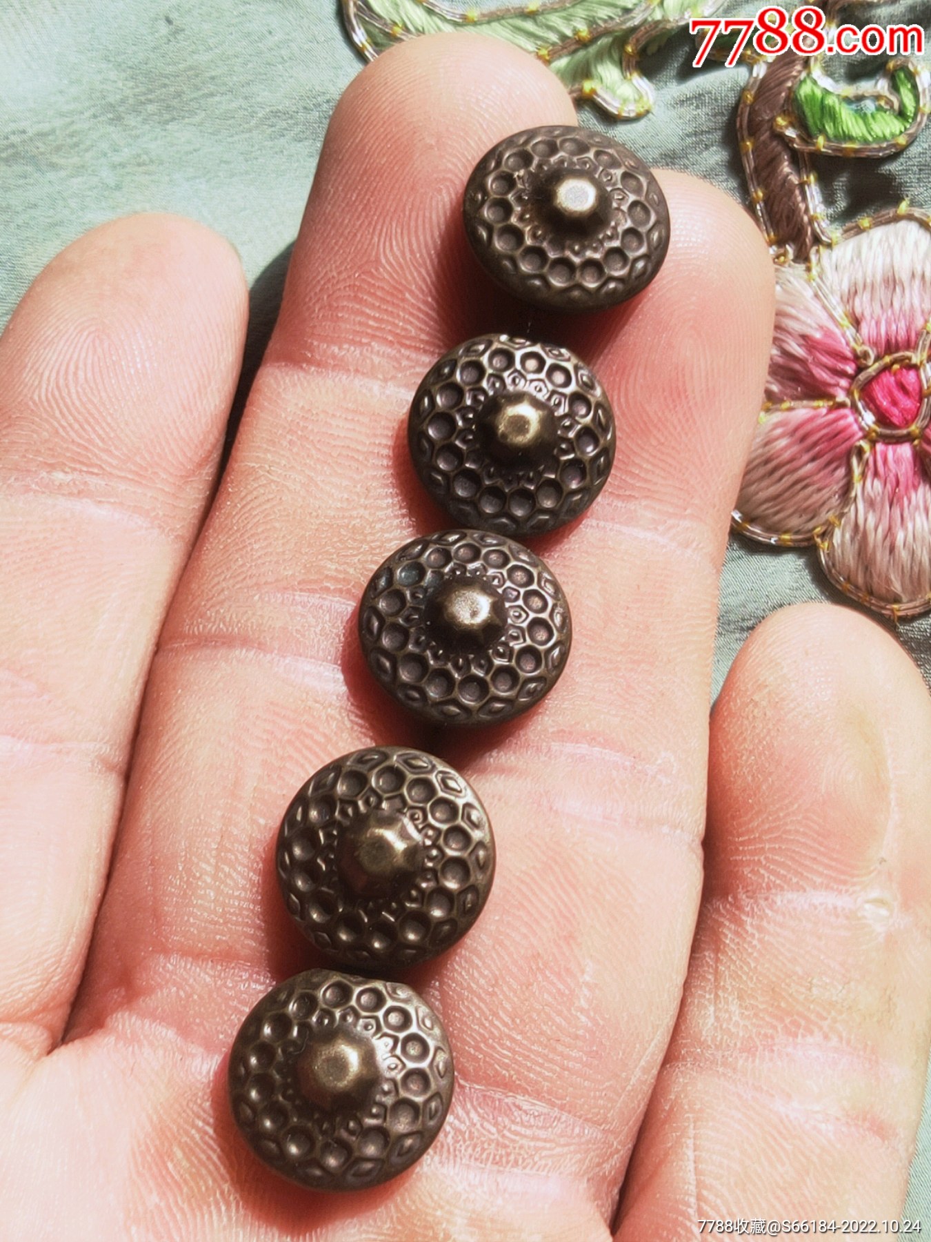 晚清民国铜凹花铜扣子一套全小号扣子_价格100元【今月曾经照古人】