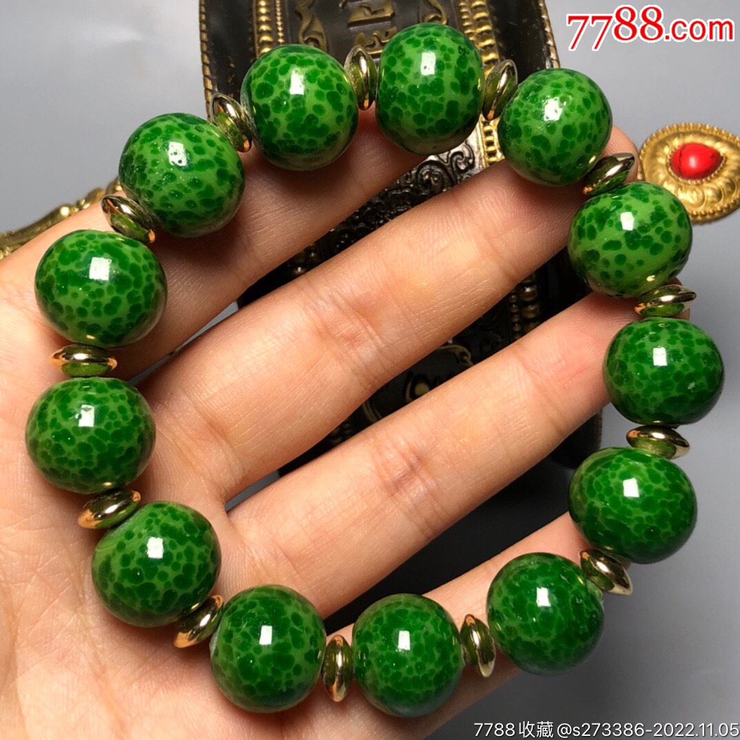 回流老料琉璃青蛙皮手链尺寸15毫米13颗琉璃自古以来都是宫廷皇