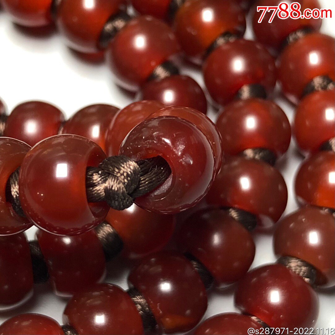 乡下偶遇老者珍藏红玛瑙佛珠项链尺寸:8*5毫米*108颗红玛瑙是佛_价格