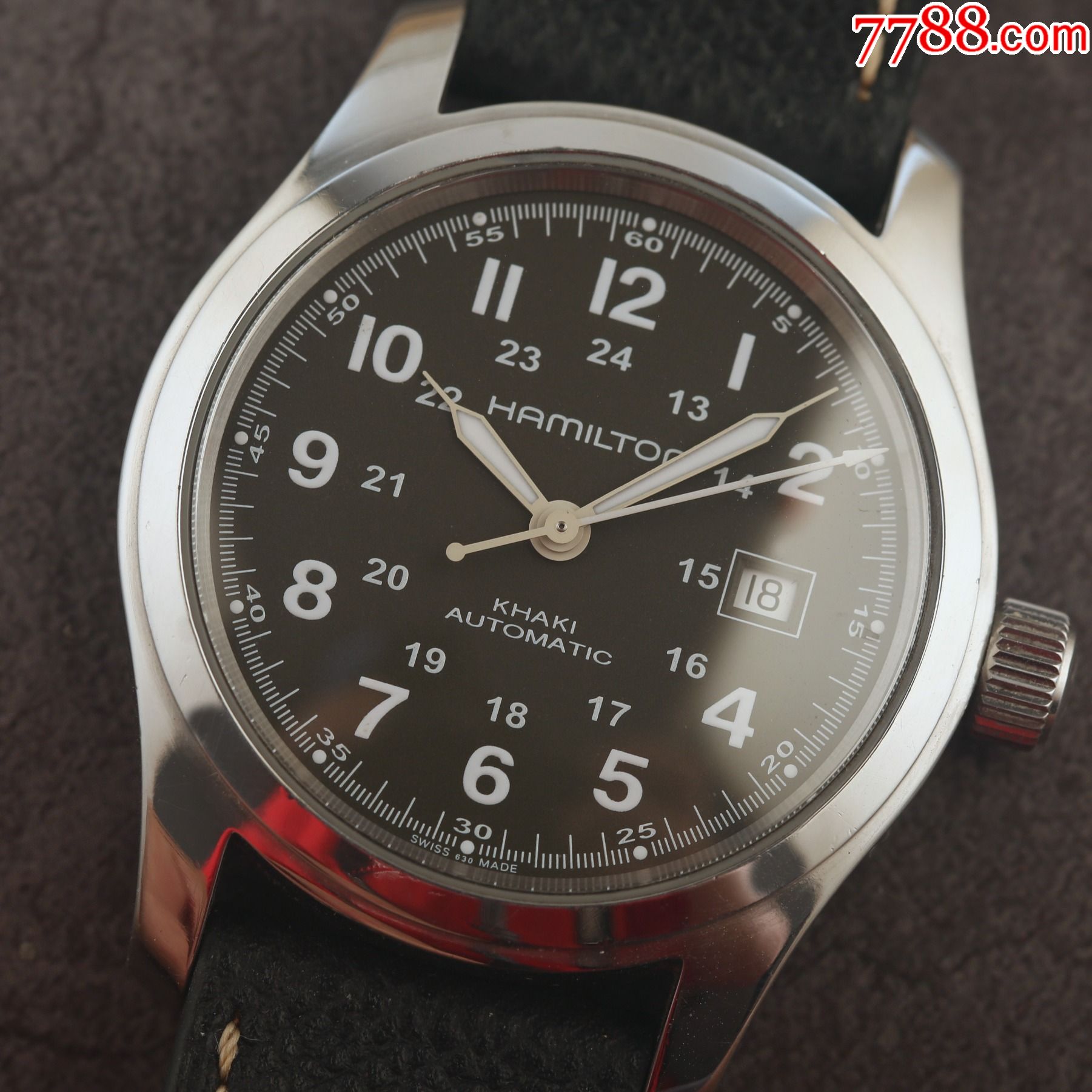 美国汉密尔顿卡其野系列手表24小时军表雅黑盘大号款型公价6000多