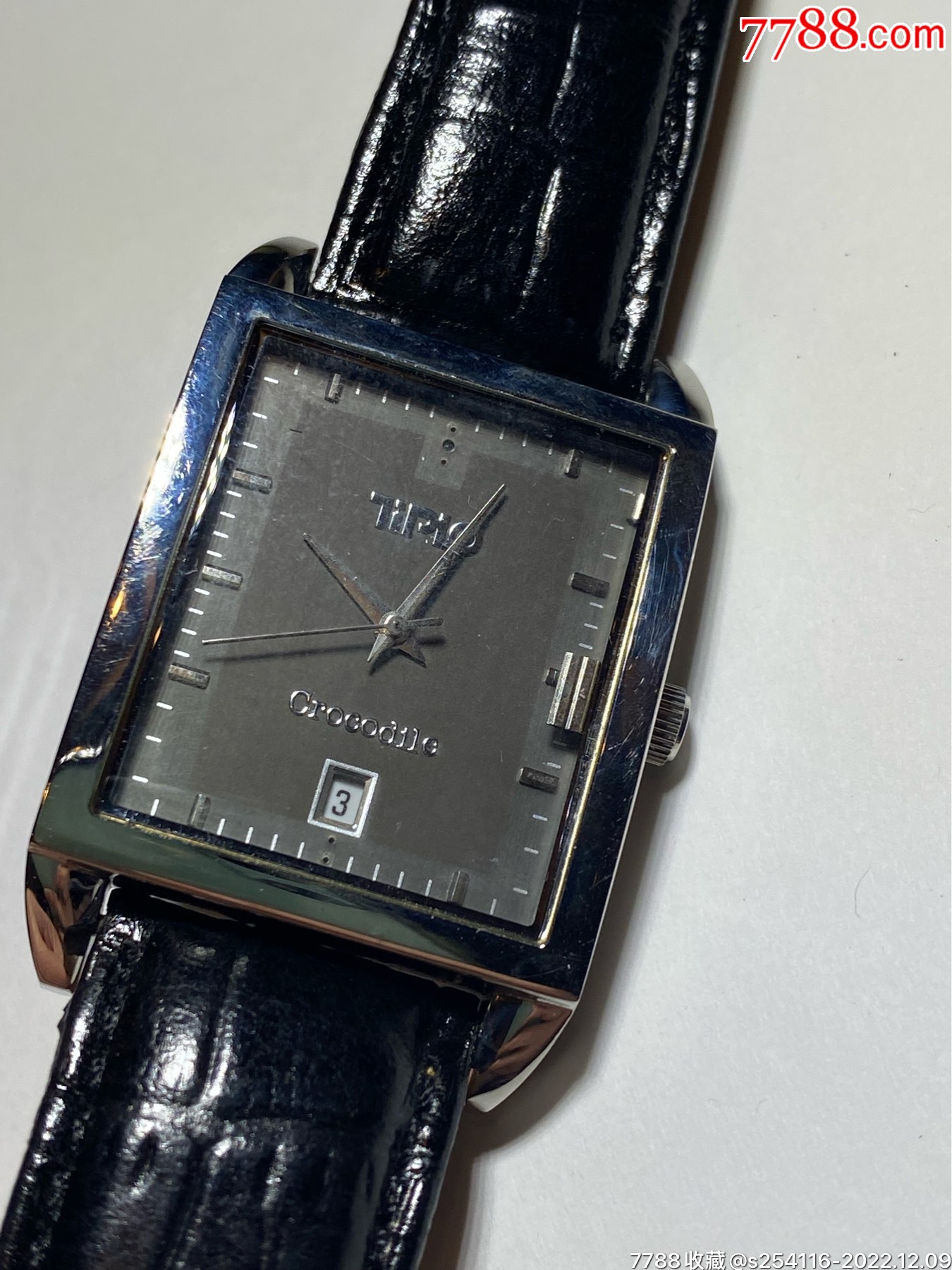 crocodile手表鳄鱼时装男表日历表盘29*33mm厚8mm原装表带走时精准
